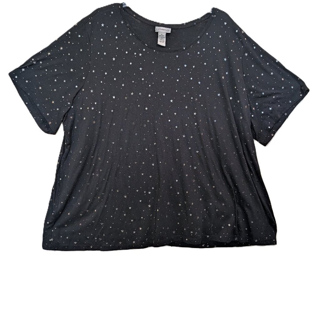 Catherines Black Stars Top Size 3X (26/28W)